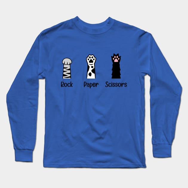 Rock Paper Scissors Cat Paws Long Sleeve T-Shirt by KayBee Gift Shop